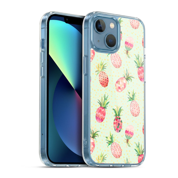 Ninola Mix Patterns Pineapple Lime Soft Gel Case for Apple iPhone 13 Mini & MagSafe