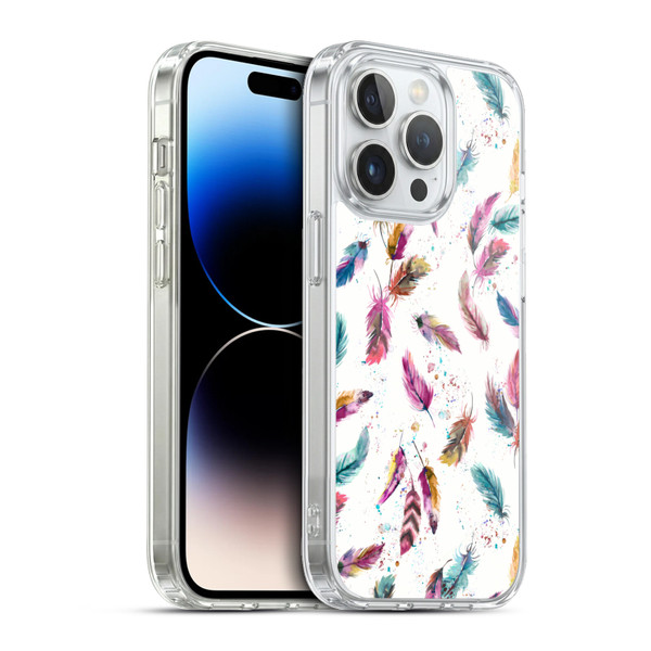 Ninola Mix Patterns Muticolored Feathers Soft Gel Case for Apple iPhone 13 Pro & MagSafe