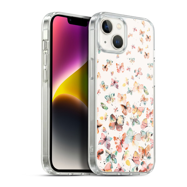 Ninola Mix Patterns Watercolor Butterflies Soft Gel Case for Apple iPhone 14 Plus & MagSafe