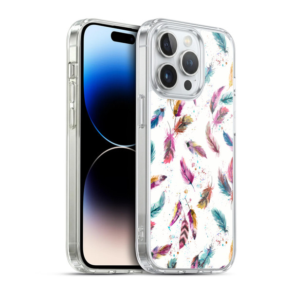 Ninola Mix Patterns Muticolored Feathers Soft Gel Case for Apple iPhone 14 Pro & MagSafe