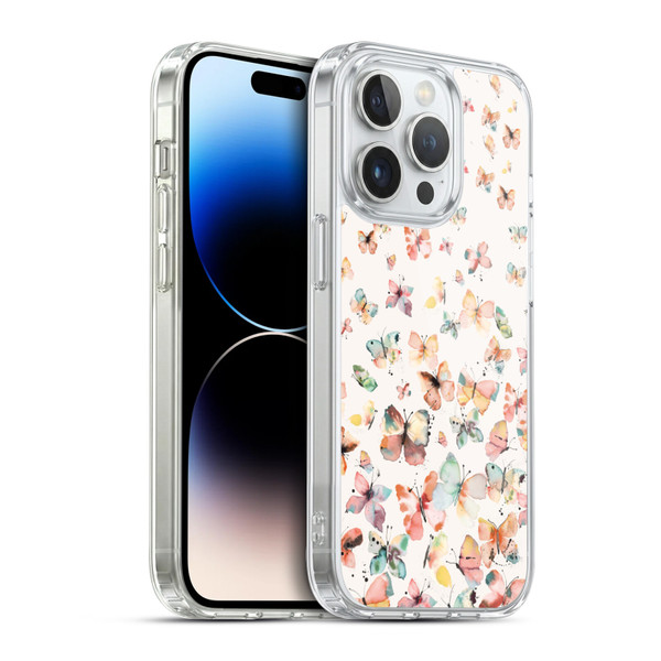 Ninola Mix Patterns Watercolor Butterflies Soft Gel Case for Apple iPhone 14 Pro & MagSafe