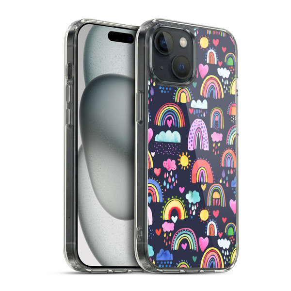 Ninola Mix Patterns Lovely Rainbows Soft Gel Case for Apple iPhone 15 & MagSafe