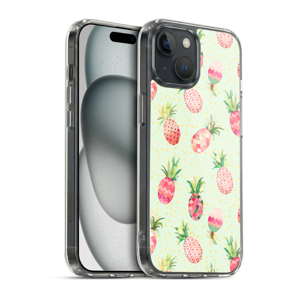 Ninola Mix Patterns Pineapple Lime Soft Gel Case for Apple iPhone 15 & MagSafe