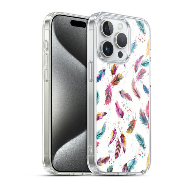 Ninola Mix Patterns Muticolored Feathers Soft Gel Case for Apple iPhone 15 Pro & MagSafe