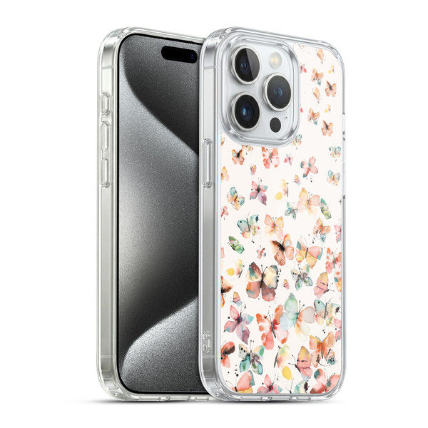 Ninola Mix Patterns Watercolor Butterflies Soft Gel Case for Apple iPhone 15 Pro & MagSafe