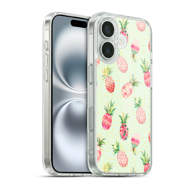 Ninola Mix Patterns Pineapple Lime Soft Gel Case for Apple iPhone 16 & MagSafe