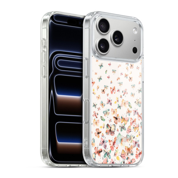 Ninola Mix Patterns Watercolor Butterflies Soft Gel Case for Apple iPhone 17 Pro