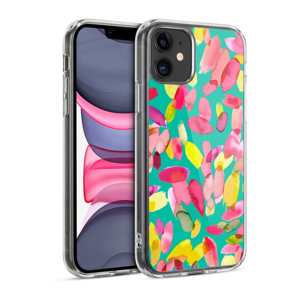 Ninola Watercolor Prints Teal Flower Petals Soft Gel Case for Apple iPhone 11