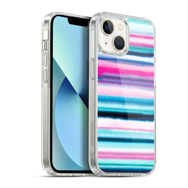 Ninola Watercolor Prints Ombre Stripes Pink Soft Gel Case for Apple iPhone 13
