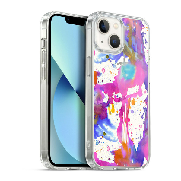 Ninola Watercolor Prints Pink Paint Splashes Soft Gel Case for Apple iPhone 13