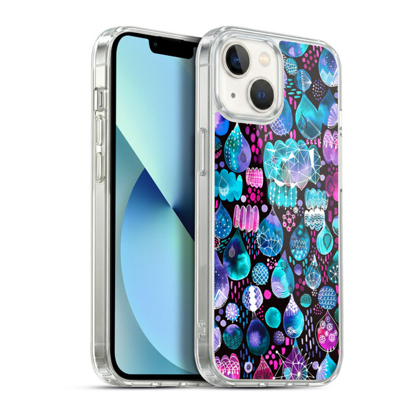 Ninola Watercolor Prints Rain Drops Soft Gel Case for Apple iPhone 13