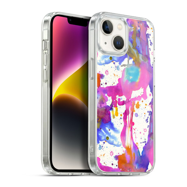 Ninola Watercolor Prints Pink Paint Splashes Soft Gel Case for Apple iPhone 14