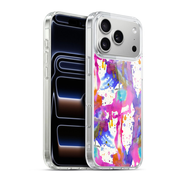 Ninola Watercolor Prints Pink Paint Splashes Soft Gel Case for Apple iPhone 17 Pro Max