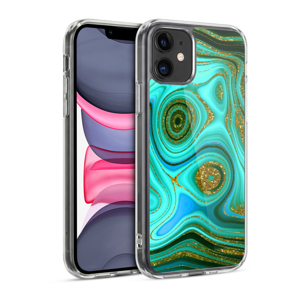UtArt Malachite Emerald Liquid Gem Soft Gel Case for Apple iPhone 11