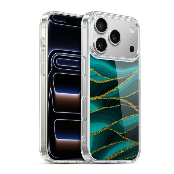 UtArt Malachite Emerald Turquoise Shimmers Soft Gel Case for Apple iPhone 17 Pro