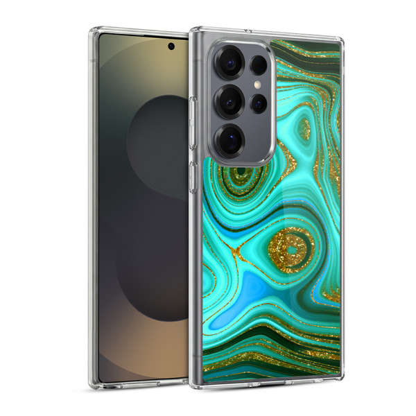 UtArt Malachite Emerald Liquid Gem Soft Gel Case for Samsung Galaxy S25 Ultra & MagSafe