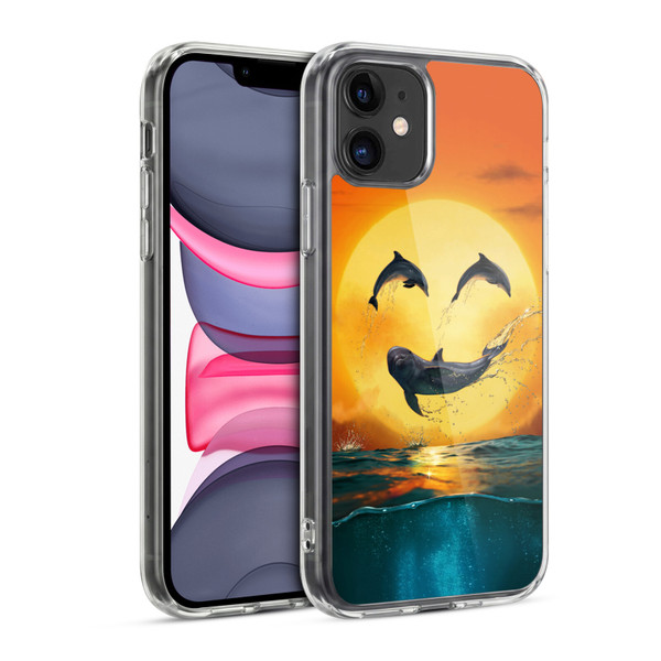 Vincent Hie Graphics Dolphins Smile Soft Gel Case for Apple iPhone 11