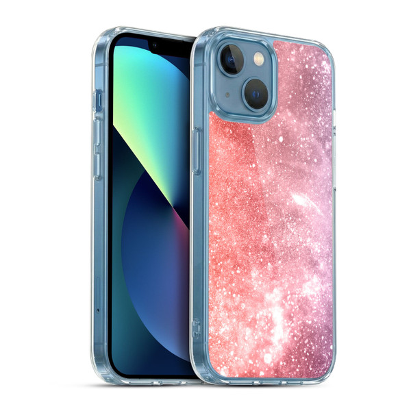 PLdesign Sparkly Coral Coral Abstract Galaxy Soft Gel Case for Apple iPhone 13 Mini & MagSafe