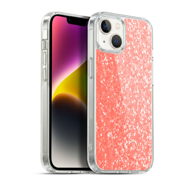 PLdesign Sparkly Coral Light Coral Orange Soft Gel Case for Apple iPhone 14 Plus & MagSafe