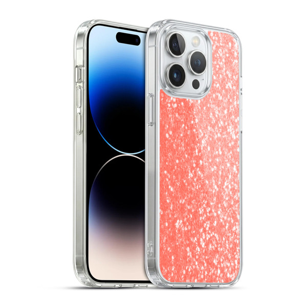 PLdesign Sparkly Coral Light Coral Orange Soft Gel Case for Apple iPhone 14 Pro Max & MagSafe