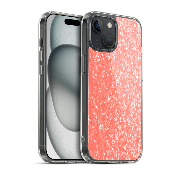 PLdesign Sparkly Coral Light Coral Orange Soft Gel Case for Apple iPhone 15 & MagSafe
