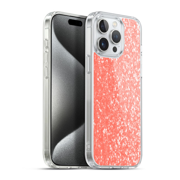 PLdesign Sparkly Coral Light Coral Orange Soft Gel Case for Apple iPhone 15 Pro Max & MagSafe