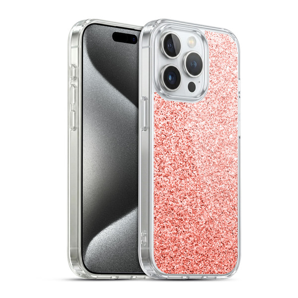 PLdesign Sparkly Coral Light Pink Soft Gel Case for Apple iPhone 15 Pro & MagSafe