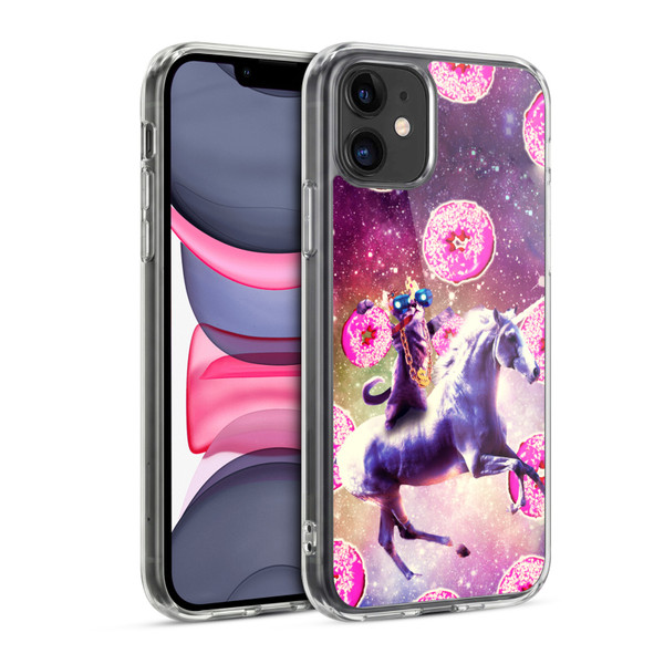 Random Galaxy Mixed Designs Thug Cat Riding Unicorn Soft Gel Case for Apple iPhone 11