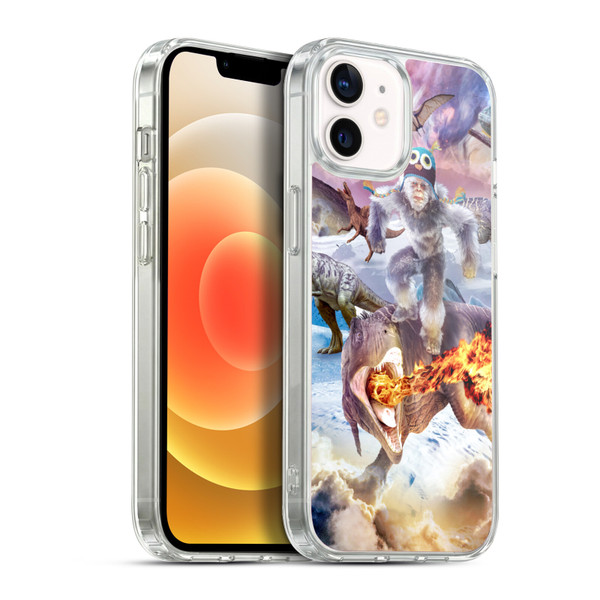 Random Galaxy Mixed Designs Monkey Riding Dinosaur Soft Gel Case for Apple iPhone 12 / iPhone 12 Pro & MagSafe