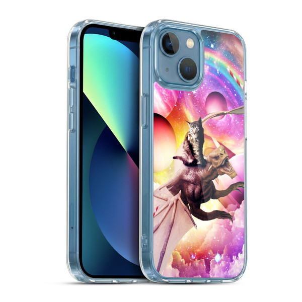 Random Galaxy Mixed Designs Space Dragon & Cat Soft Gel Case for Apple iPhone 13 Mini & MagSafe