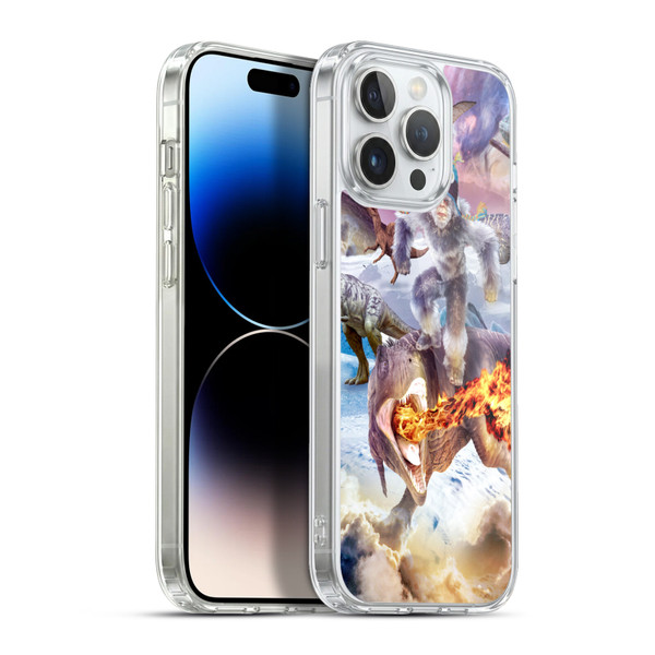 Random Galaxy Mixed Designs Monkey Riding Dinosaur Soft Gel Case for Apple iPhone 13 Pro Max & MagSafe