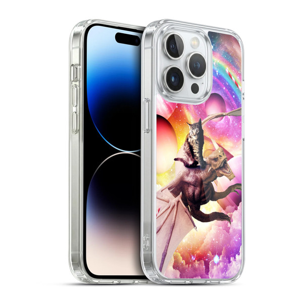 Random Galaxy Mixed Designs Space Dragon & Cat Soft Gel Case for Apple iPhone 14 Pro & MagSafe