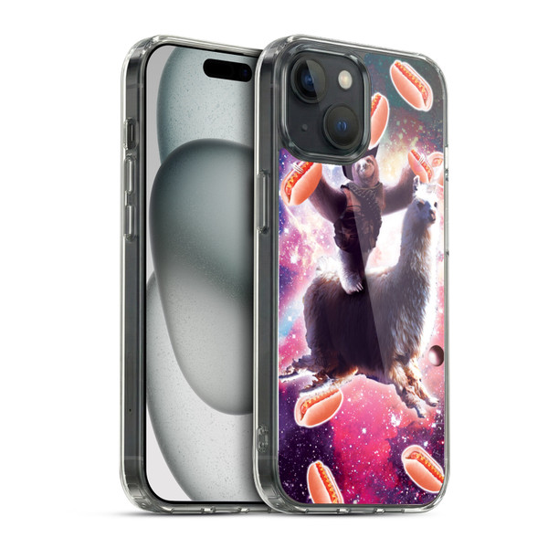 Random Galaxy Mixed Designs Cowboy Sloth Llama & Hotdog Soft Gel Case for Apple iPhone 15 & MagSafe