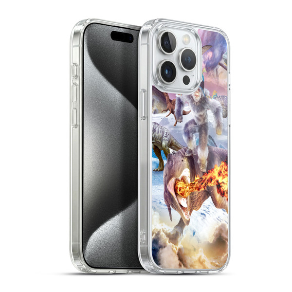 Random Galaxy Mixed Designs Monkey Riding Dinosaur Soft Gel Case for Apple iPhone 15 Pro Max & MagSafe