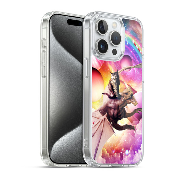 Random Galaxy Mixed Designs Space Dragon & Cat Soft Gel Case for Apple iPhone 15 Pro & MagSafe