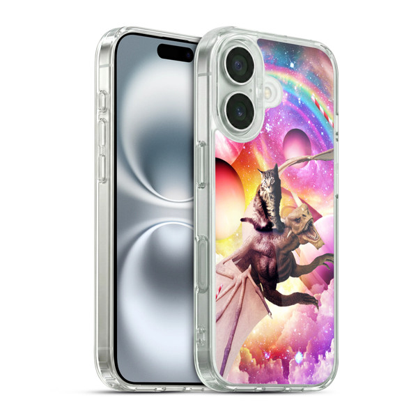 Random Galaxy Mixed Designs Space Dragon & Cat Soft Gel Case for Apple iPhone 16 & MagSafe