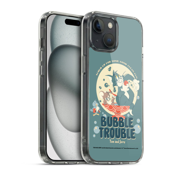 Tom and Jerry Retro Bubble Trouble Soft Gel Case for Apple iPhone 15 & MagSafe