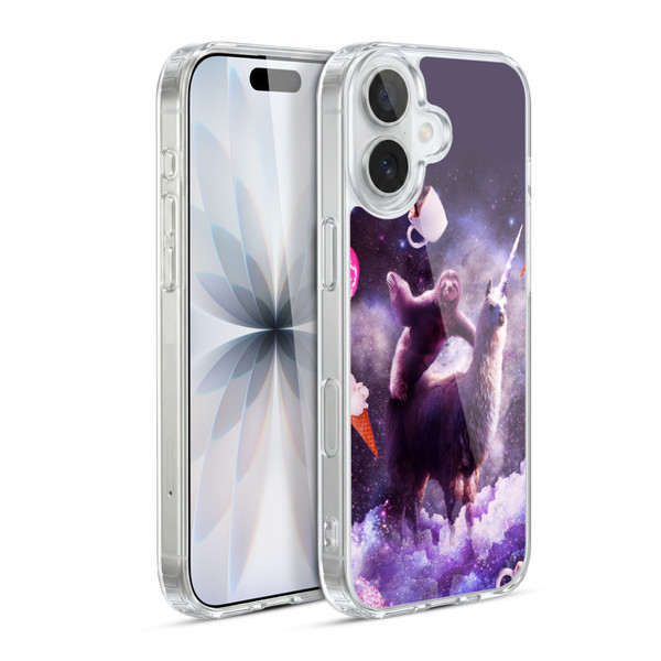 Random Galaxy Mixed Designs Sloth Riding Unicorn Soft Gel Case for Apple iPhone 17