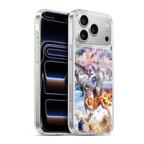 Random Galaxy Mixed Designs Monkey Riding Dinosaur Soft Gel Case for Apple iPhone 17 Pro Max