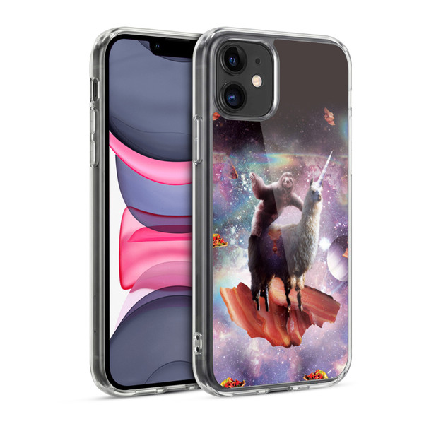 Random Galaxy Space Llama Outer Space Sloth & Bacons Soft Gel Case for Apple iPhone 11