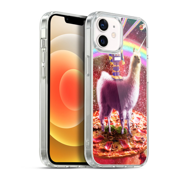 Random Galaxy Space Llama Robot & Pizza Soft Gel Case for Apple iPhone 12 / iPhone 12 Pro & MagSafe