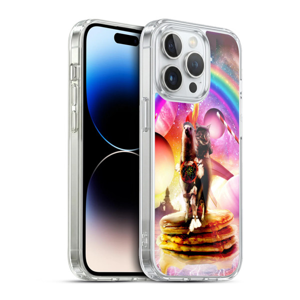 Random Galaxy Space Llama Cat & Electric Pancakes Soft Gel Case for Apple iPhone 13 Pro & MagSafe