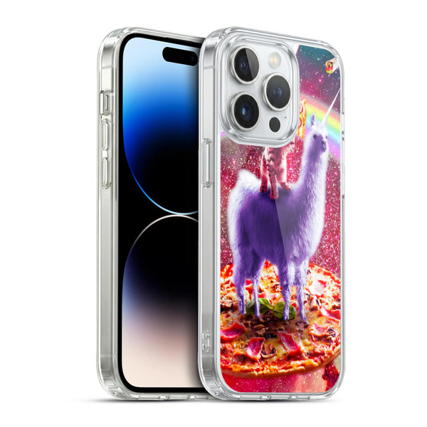Random Galaxy Space Llama Rainbow Lazer Cat & Pizza Soft Gel Case for Apple iPhone 13 Pro & MagSafe