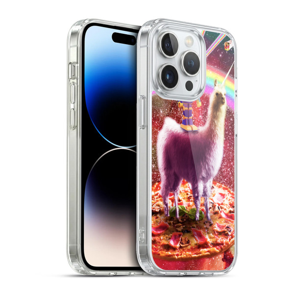 Random Galaxy Space Llama Robot & Pizza Soft Gel Case for Apple iPhone 13 Pro & MagSafe