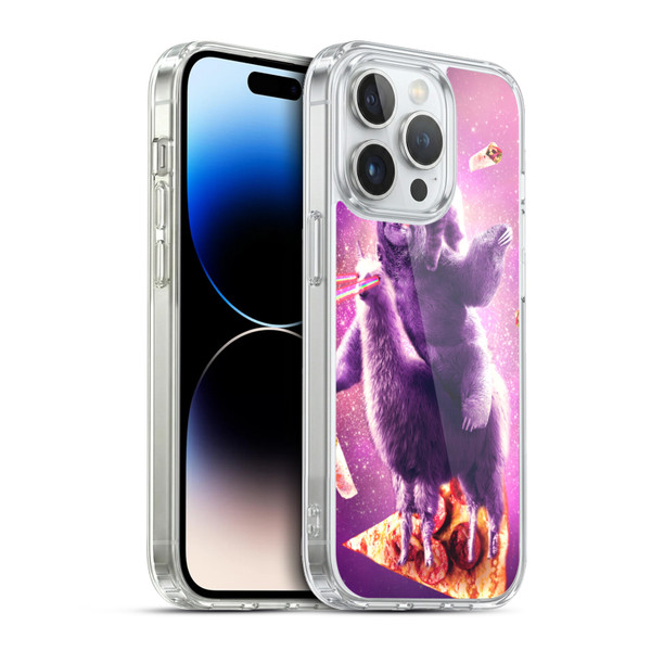 Random Galaxy Space Llama Sloth & Cat Lazer Eyes 2 Soft Gel Case for Apple iPhone 13 Pro & MagSafe