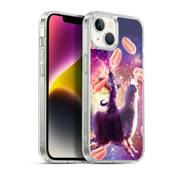 Random Galaxy Space Llama Hotdog Cat Warrior Soft Gel Case for Apple iPhone 14 Plus & MagSafe