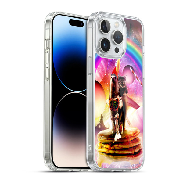 Random Galaxy Space Llama Cat & Electric Pancakes Soft Gel Case for Apple iPhone 14 Pro Max & MagSafe