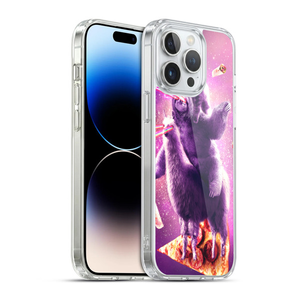 Random Galaxy Space Llama Sloth & Cat Lazer Eyes 2 Soft Gel Case for Apple iPhone 14 Pro Max & MagSafe
