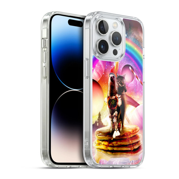 Random Galaxy Space Llama Cat & Electric Pancakes Soft Gel Case for Apple iPhone 14 Pro & MagSafe