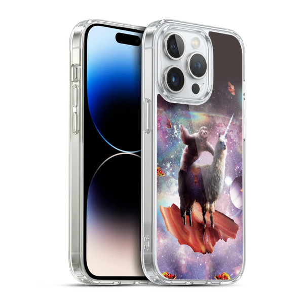 Random Galaxy Space Llama Outer Space Sloth & Bacons Soft Gel Case for Apple iPhone 14 Pro & MagSafe